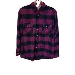 Vintage Men Saugatuck Drygoods Purple Flannel Size Medium 2 Front Pockets